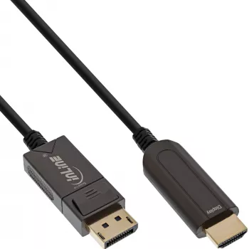 InLine DisplayPort uz HDMI AOC pārveidotāja kabelis, 4K/60Hz, melns, 50m