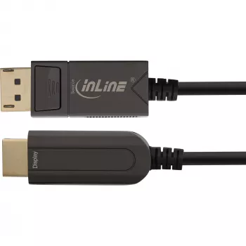 InLine DisplayPort uz HDMI AOC pārveidotāja kabelis, 4K/60Hz, melns, 50m