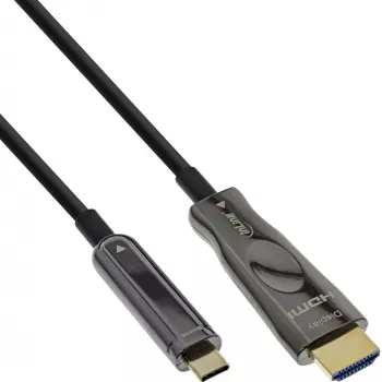 InLine USB Display AOC kabelis, USB-C vīriešu uz HDMI vīriešu (DP Alt Mode), 25 m