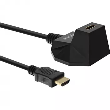 InLine HDMI Station pagarinātājs ar statīvu, HS HDMI kabelis ar Ethernet, M/F, melns, apzeltīti kontakti, 1m