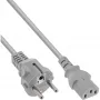 InLine strāvas kabelis, CEE 7/7 taisns / 3-pin IEC C13 vīrišķais, pelēks, 1m