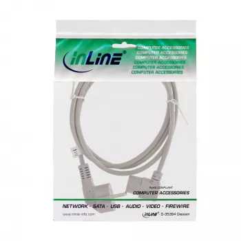 InLine barošanas kabelis, CEE 7/7 leņķveida / 3-pin IEC C13 leņķveida, pelēks, 1m