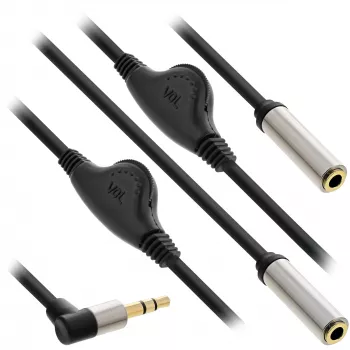 InLine Audio Y-Kabelis 3.5mm Vīrietis / 2x Sieviete ar skaļuma regulēšanu 0.25m