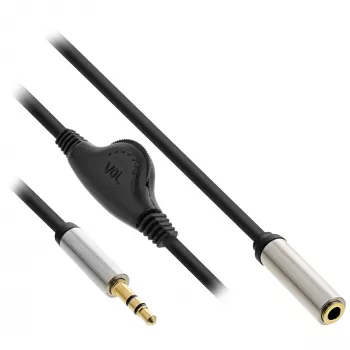 InLine Slim Audio kabelis 3.5mm vīrietis / sieviete, ar skaļuma regulēšanu 0.25m