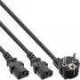 InLine Y-veida strāvas kabelis 1x CEE 7/7 leņķveida / 2x 3-pin IEC C13 vīriešu, 5m