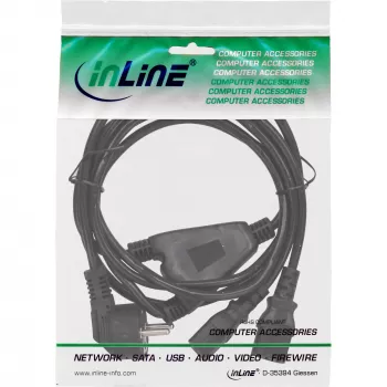 InLine Y-enerģijas kabelis 1x CEE 7/7 leņķveida / 2x 3 kontaktu IEC C13 vīrišķais, 1m