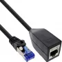 InLine RJ45 sargājošs atvienotājs Cat.6A S/FTP, RJ45 M/F, melns, 0.2m