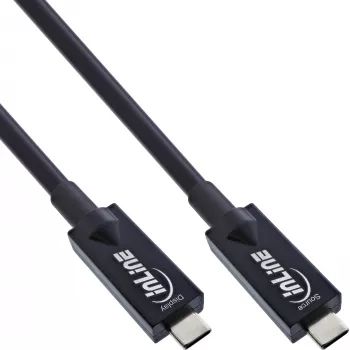 InLine USB 3.2 Gen.2 AOC kabelis, USB-C vīriešu/vīriešu, melns, 3m