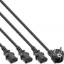 InLine Y-veida strāvas kabelis 1x CEE 7/7 / 3x 3 kontaktu IEC C13 vītņotais, melns, 3m