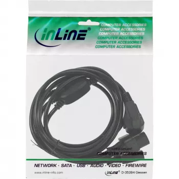 InLine Y-veida strāvas kabelis 1x CEE 7/7 / 3x 3 kontaktu IEC C13 vītņotais, melns, 3m