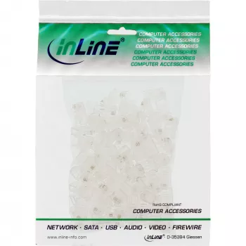 InLine Modular Plug 8P4C RJ45 krimpēšanai uz lentes kabeļa ISDN 100gab.