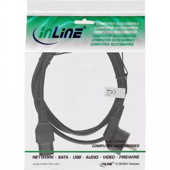 InLine strāvas kabelis, CEE7/7 leņķveida uz C15 taisnu, 3 x 1 mm², melns, 1 m