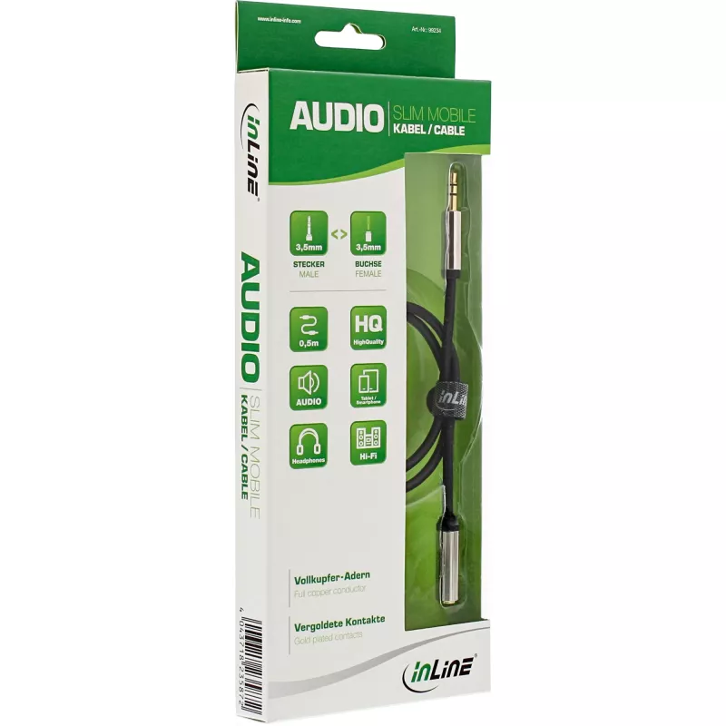 InLine Slim Audio kabelis 3,5 mm vīrietis / sieviete Stereo 3 m