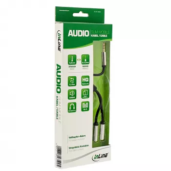 InLine Slim Audio Y-Kabelis 3.5mm vīrišķais / 2x sievišķais 0.15m