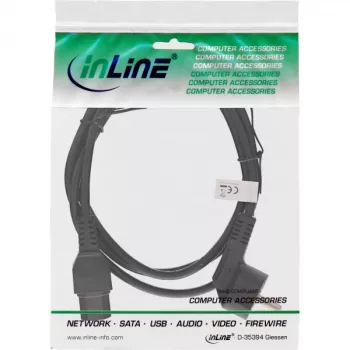 InLine strāvas kabelis, CEE7/7 leņķa uz C15 taisns, 3 x 1 mm², melns, 5 m