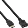 InLine HDMI kabelis, High Speed HDMI, M/F, melns, zeltīti kontakti, 7.5m