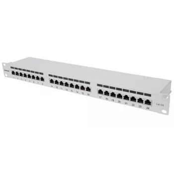 Intellinet Patch Panel, Cat6a, FTP, 24-Port, 1U, Ekranēts, 90° Augšējie Punch-Down Bloki, Pelēks