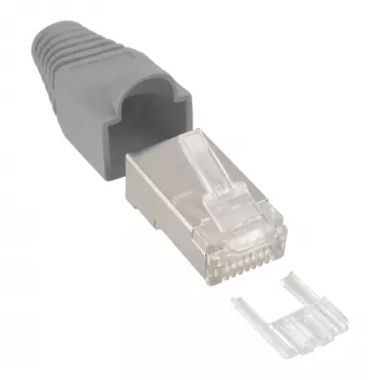 InLine Crimp Connector RJ45 8P8C ekranēts ar vītņotāju un līkuma aizsardzību pelēks