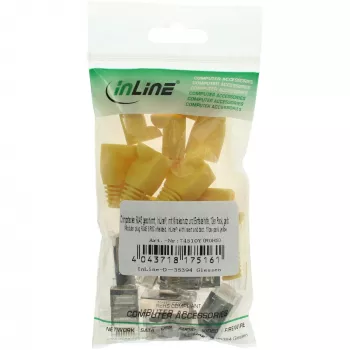 InLine Crimp Connector RJ45 8P8C ekranēts ar vītņotāju un liekuma aizsardzību, dzeltens