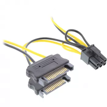 InLine strāvas adapteris 2x SATA / 6 kontaktu PCIe grafikas kartei 26628B