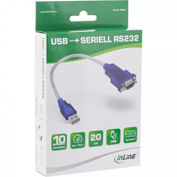 InLine USB uz seriālo adaptera kabelis USB Type-A vīriešu / DB9 vīriešu, apm. 0.2 m