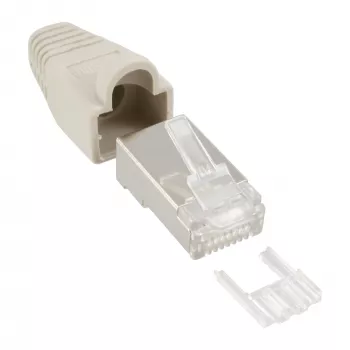 InLine Crimp Connector RJ45 8P8C ekranēts ar vītņotāju un līkuma aizsardzību bēšs