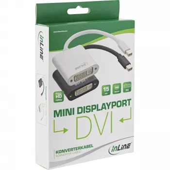 InLine Mini DisplayPort vīrietis / DVI-D 24+1 sieviete adapteris alumīnija melns, 0,15 m
