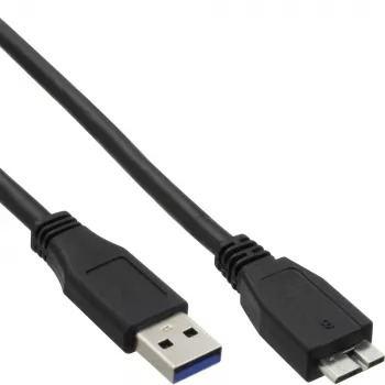 InLine USB 3.2 Gen.1 kabelis Type A vīriešu / Micro B vīriešu, melns, 0,5 m