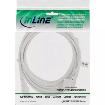InLine barošanas kabelis, CEE 7/7 leņķa / 3 kontaktu IEC C13 tēviņš, balts, 5m