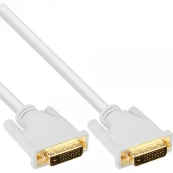 InLine DVI-D kabelis 24+1 vīrietis / vīrietis DVI Dual Link balts/zelta 3m