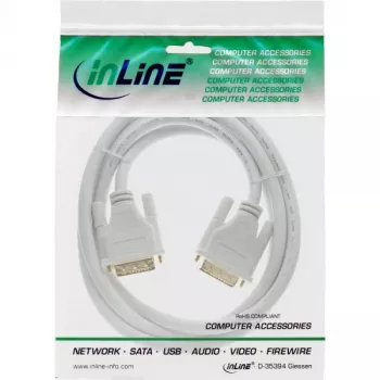 InLine DVI-D kabelis 24+1 vīrietis / vīrietis DVI Dual Link balts/zelts 5m