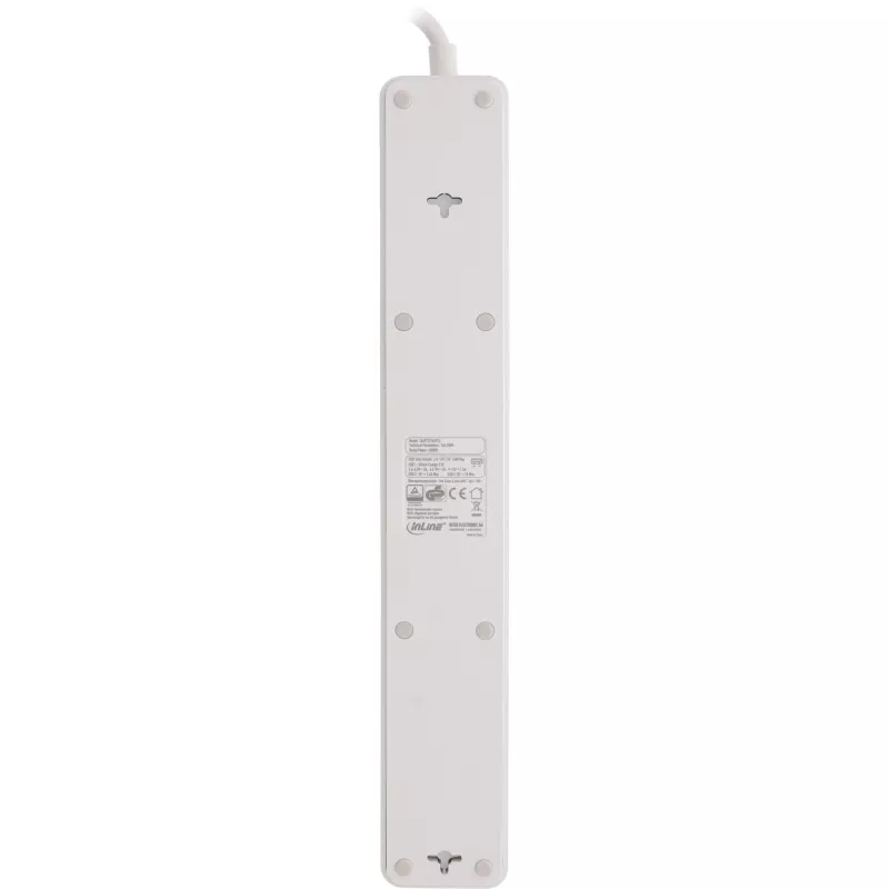 InLine pagarinātājs, 5 kontaktligzdas CEE 7/3, ar aizsardzību un USB QC3.0, balts
