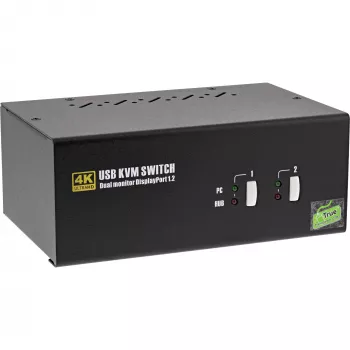 InLine Desktop KVM Slēdzis, 2-portu, Divu Monitoru DisplayPort 1.2, 4K, USB 2.0