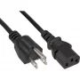 InLine 40 gab. komplekts Bulk-Pack strāvas kabelis USA vīrišķais / 3-pin IEC C13 sievišķais