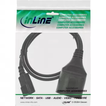 InLine strāvas kabelis, C14 – Schutzkontakt ligzda, melns, 2m