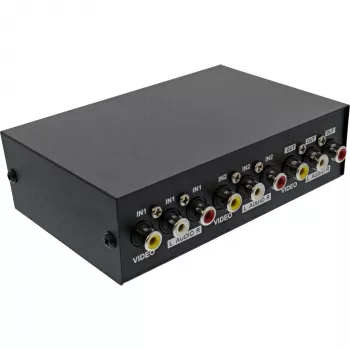 InLine AV slēdzis manuāls 2-portu 3x RCA IN/OUT Composite Melns