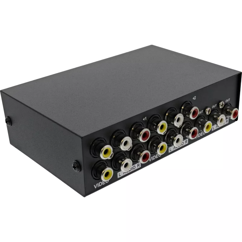 InLine AV slēdzis manuāls 4-portu 3x RCA IEKŠĀ/ĀRĀ Composite Melns