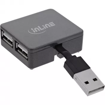 InLine USB 2.0 4-Portu Hubs, USB-A vīrišķais uz 4x USB-A sievišķais, kabelis 4 cm