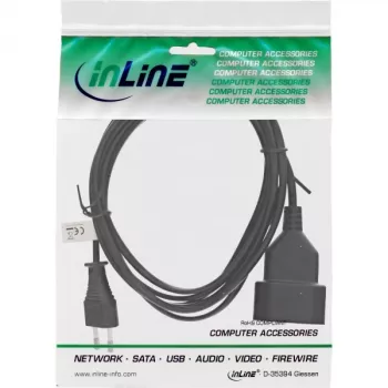 InLine Euro pagarinātājs, C tipa kontaktdakša / kontaktligzda, melns, 5m