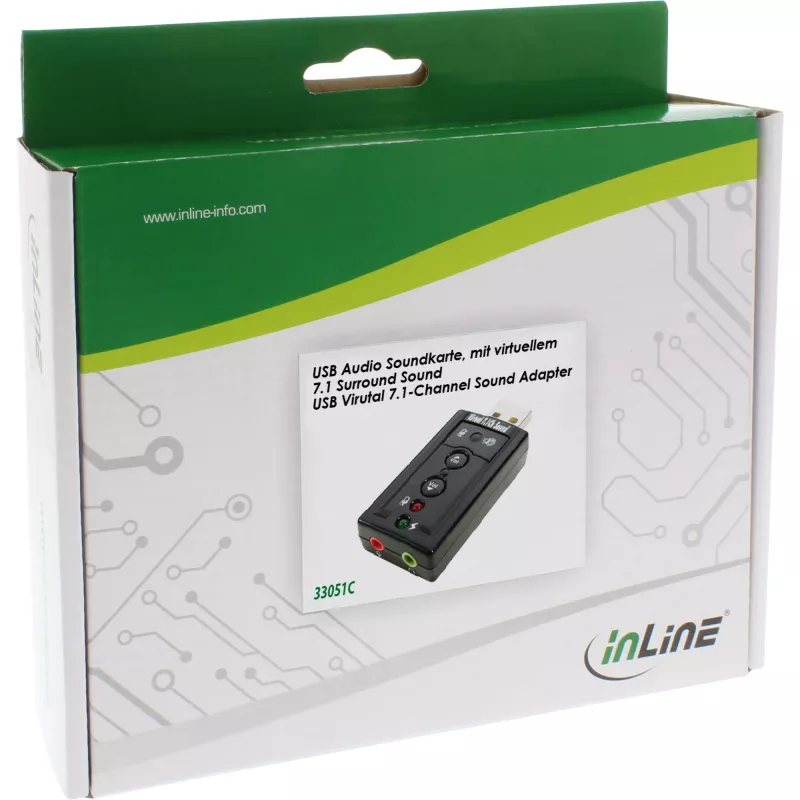 USB skaņas karte InLine 33051C ar virtuālo 7.1 skaņu