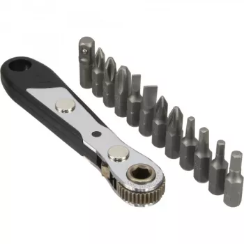 InLine Pocket Tool Set ar Mini Sprūdrata atslēgu + Uzgaļu komplekts 12 gab.