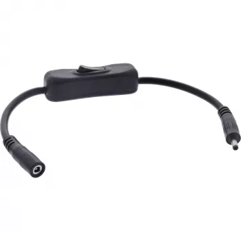 InLine DC kabelis ar slēdzi, DC vīriešu/sieviešu 3.5x1.35mm, AWG 18, melns, 0.20m