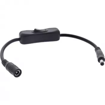 InLine DC kabelis ar slēdzi, DC vīrišķais/sieviešu 5,5x2,5mm, AWG 18, melns, 0,20m