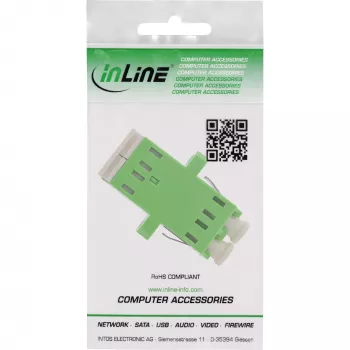 InLine Fiber Optical Adapter Duplex LC/LC SM Keramikas Uzmava Zaļš