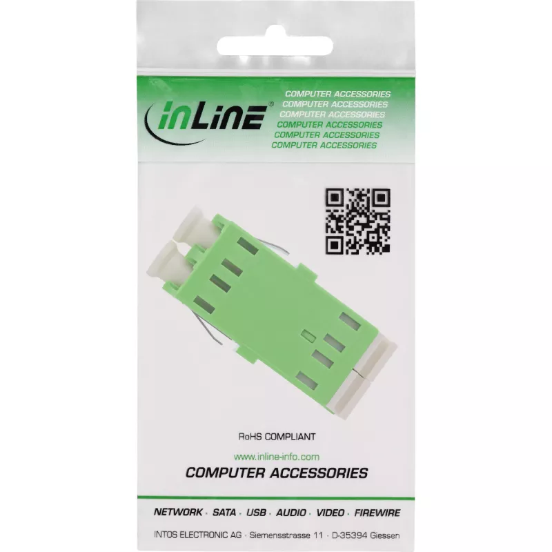 Šķiedru optikas adapteris InLine 89989P LC/LC SM Zaļš