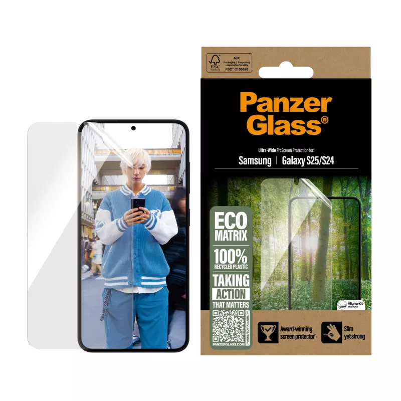 PanzerGlass® ECO MATRIX ekrāna aizsargs Samsung Galaxy S25 | S24 – Ultra-Wide Fit