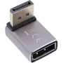 InLine 17291G DisplayPort adapteris (tēviņš-mātīte, 90° augšā) pelēks, melns