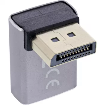 InLine 17291G DisplayPort adapteris (tēviņš-mātīte, 90° augšā) pelēks, melns