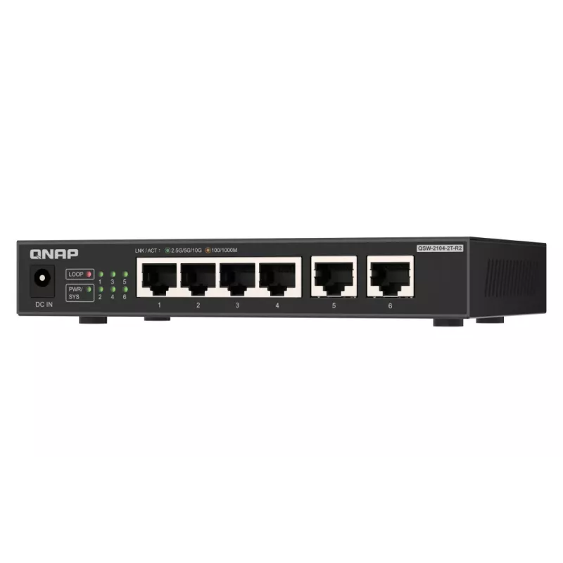 QNAP QSW-2104-2T-R2 tīkla slēdzis Nepārvaldāms 10G Ethernet (100/1000/10000) Galddators Melns