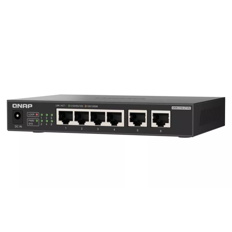 QNAP QSW-2104-2T-R2 tīkla slēdzis Nepārvaldāms 10G Ethernet (100/1000/10000) Galddators Melns